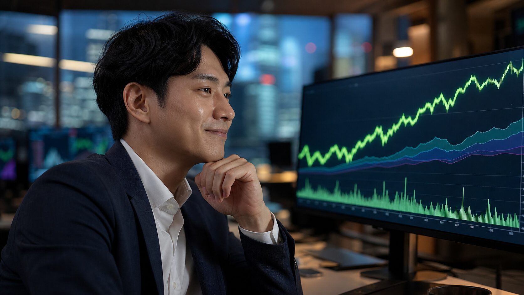 株価チャートを見て不安と疑問を感じる個人投資家の日本株サムネイル画像