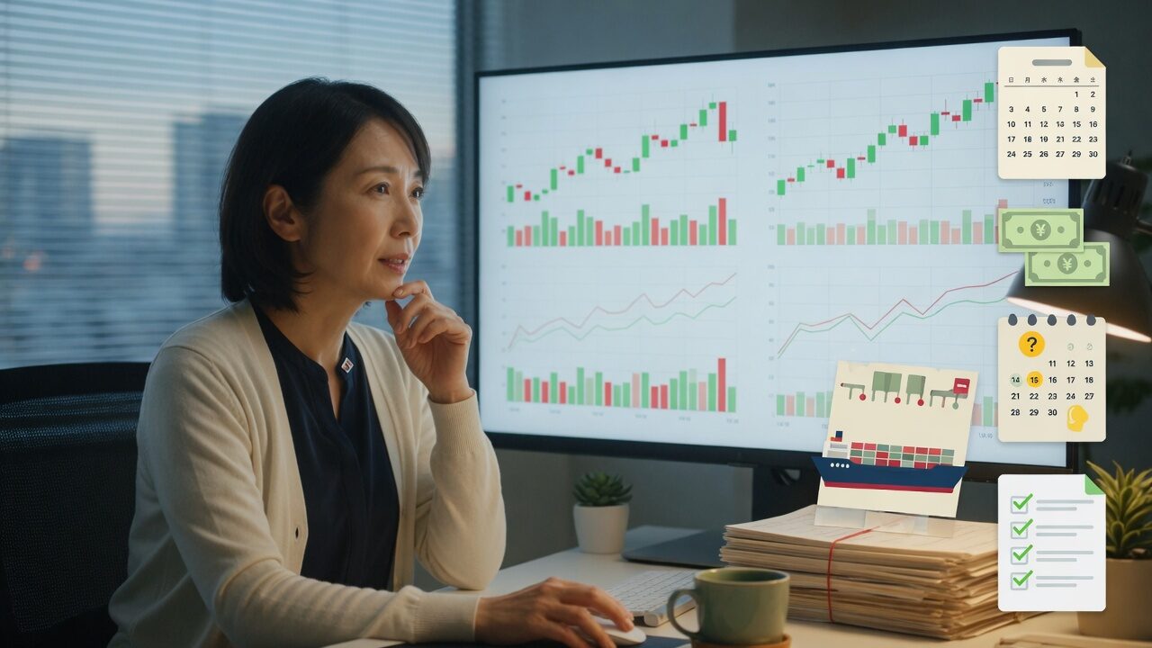 寄り前の日本株で業績修正と川崎船の動きを確認する個人投資家向けサムネイル画像