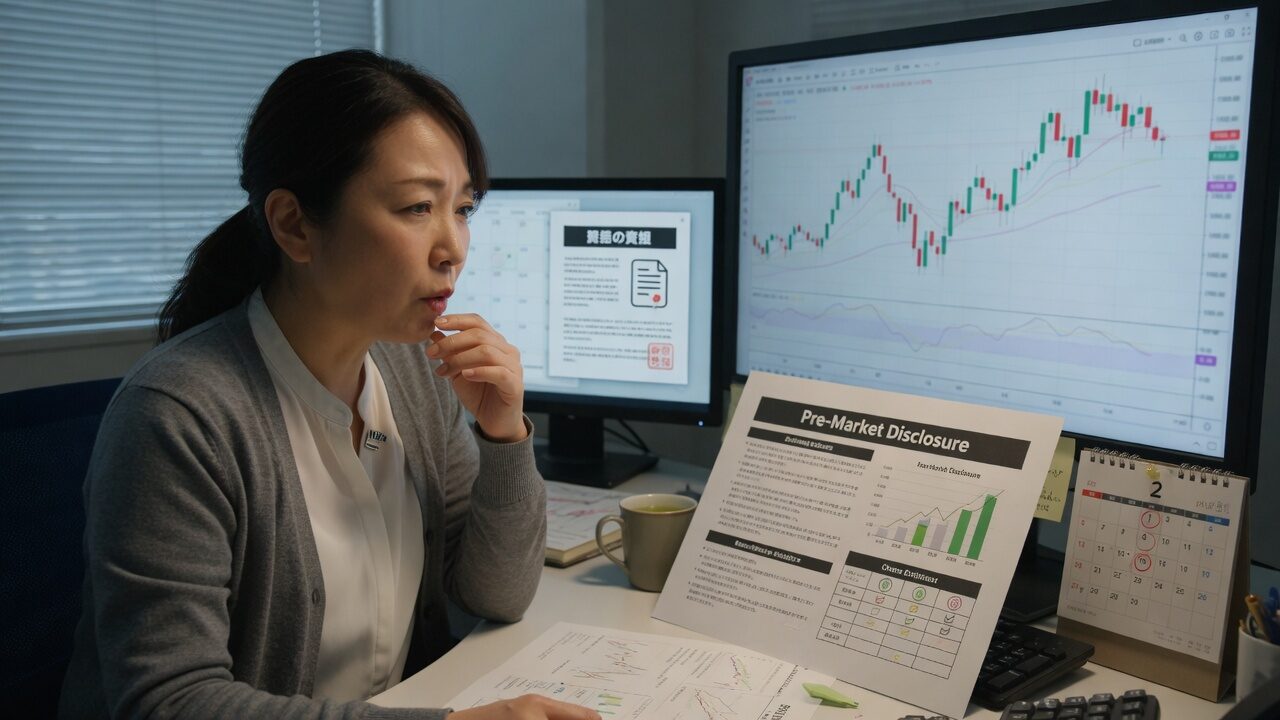寄り前の日本株で業績修正と日本製鉄の動きを確認する個人投資家向けサムネイル画像