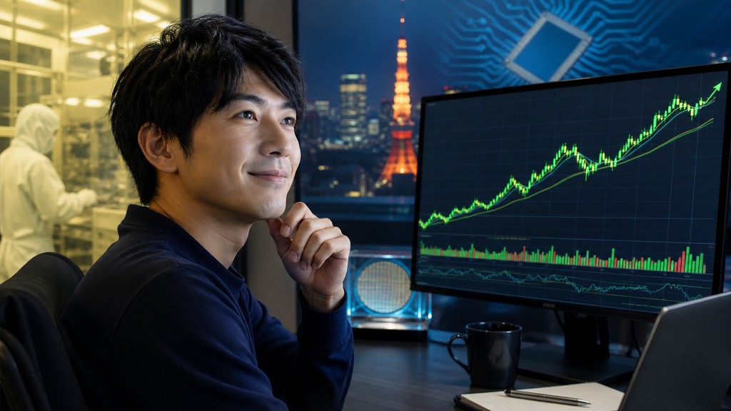 寄り前の日本株で半導体株とアドバンテストの動きを確認する個人投資家向けサムネイル画像